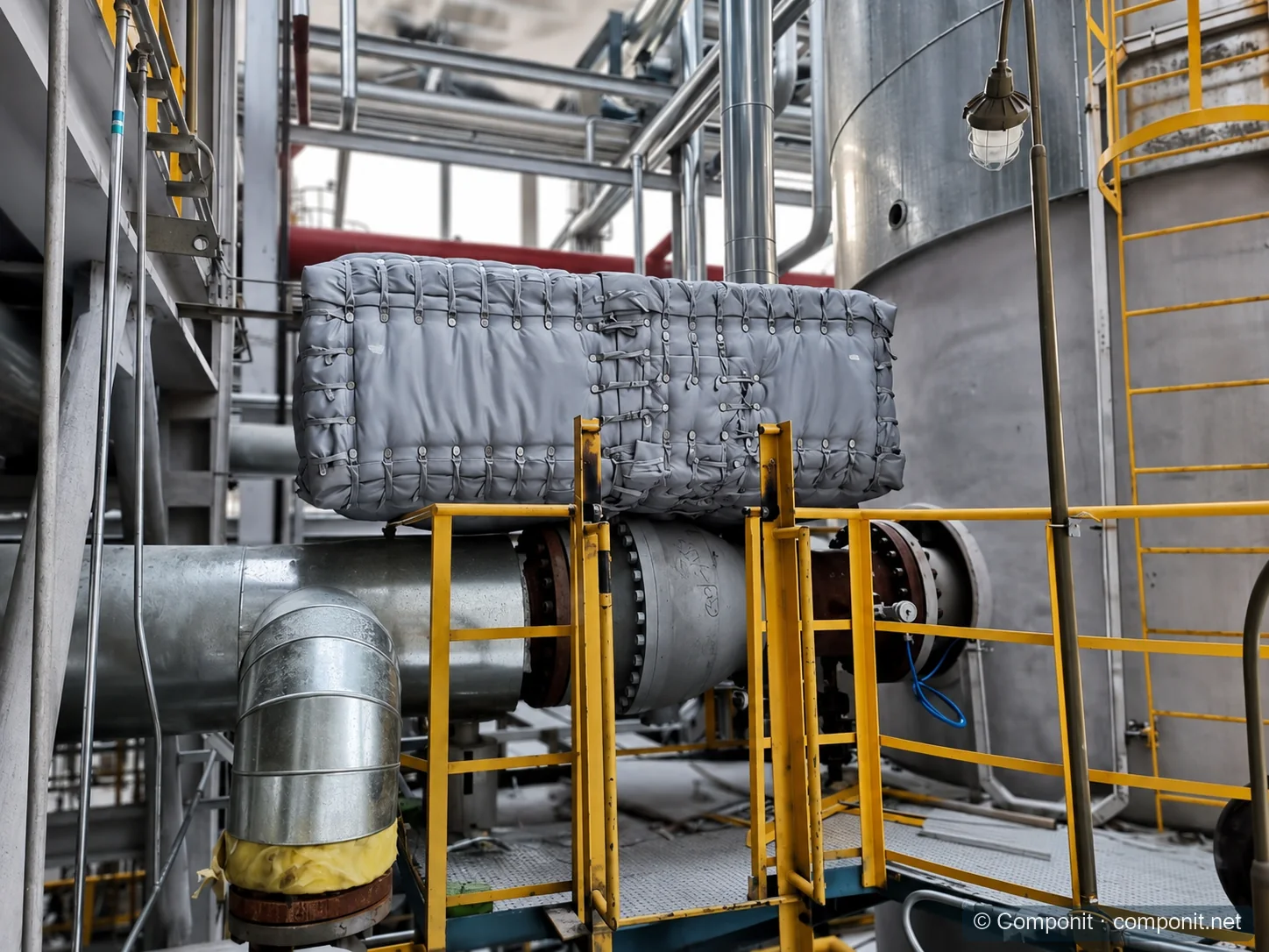 Sistema flexible Pyroproof instalado para proteger un equipo industrial